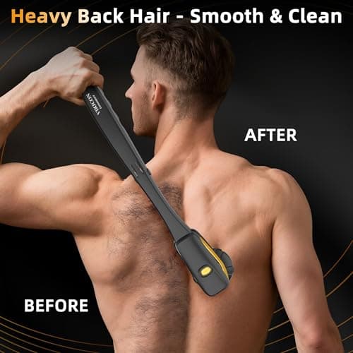 Back Shaver for Men: Long Foldable Handle Electric Back Razor with 6D No-Scratch Shaving - Waterproof Grooming Kit for Body/Beard/Head/Face Hair Removal, Gifts for Husband Dad (Black) view 6