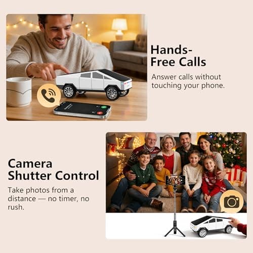 AONOX Cybertruck Bluetooth Speaker for Car, Mini Wireless Speaker with LED Lights, FM Radio, USB/TF Card, TWS Stereo, Desk Gaming Outdoor Use, Gift for Car Lovers view 5