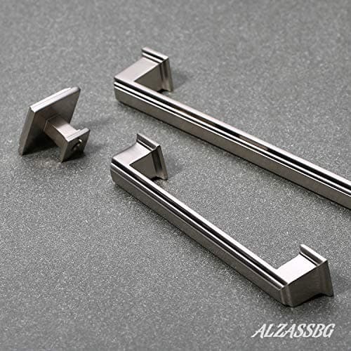 Alzassbg 10 Pack Brushed Satin Nickel Cabinet Pulls, 5 Inch(128mm) Hole Center Cabinet Handles Kitchen Pulls for Cabinets and Drawer AL3071SN view 3