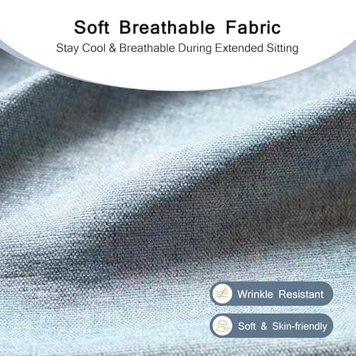 Fmolat Vanity Chair with Back,Small Office Chair with Silent Wheels,Luxury Faux Fur for Lumbar Support,Adjustable Swivel Rolling Desk Chair Compact for Your Vanity Room and Small Office (Blue) view 4