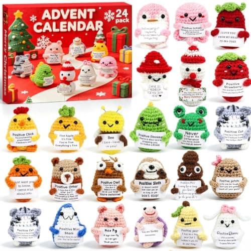 Advent Calendar 2026 Handmade Crochet Animals Plush Advent Calendar 24 Days Christmas Countdown Calendar with Positive Emotional Support Cards Gifts for Kids, Teens, Girls, Boys, Women, Men — image 1