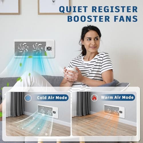TMYICE Register Booster Fan for 4" x 10" Register Holes, Smart AC Vent Booster Fans Improves Heating & Cooling with Remote and Thermostat Control,10-Speed Quiet Vents Fan for Floor Ceiling view 3
