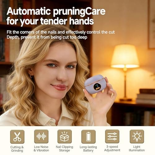 2-in-1 Smart Electric Nail & Toenail Clipper, Rechargeable Grinder with File & Polishing, 3 Speeds, for Fingers, Toes, Seniors, Caregivers (Pink) view 6