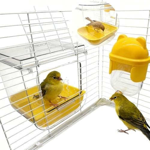 Jwizyotr Bird Bath for Cage Bird Shower Parrot Cage Feeder Cage Accessories with Parrot Water Dispenser for Budgie Parakeet Lovebird Cockatiel