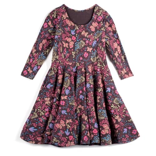 Mightly Girls’ 3/4 Sleeve Skater Dress | 95% Organic Cotton, Twirl Dress w/Pockets for Toddler & Kids, Fair Trade Certified view 4