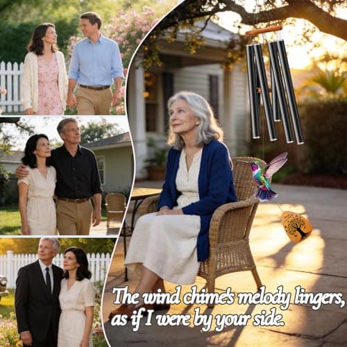 ATALOII Sympathy Gifts for Loss of Loved One, 37" Memorial Wind Chimes with Hummingbird, Bereavement Gift for Mom Dad, Outdoor Remembrance Decor with Engraved Pendant view 6