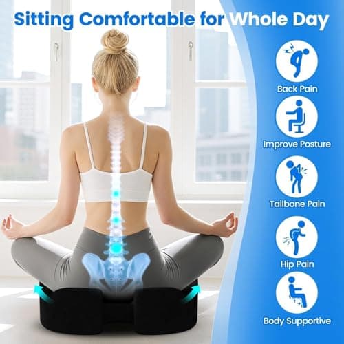 SofterCharm Seat Cushion, Memory Foam Chair Cushions for Tailbone/Sciatica Easing, Chair Pillow with Handles for Car, Office Chair Cushion with Non-Slip Design, Ideal for Post-Surgery Recovery(Black) view 5