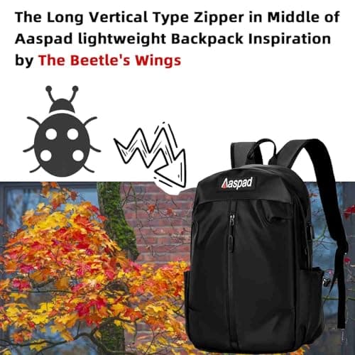 Aaspad Laptop Backpack for Men and Women Lightweight Daypack Slim Sturdy Business Offices Knapsack Daily Commute Necessities (Black) view 3