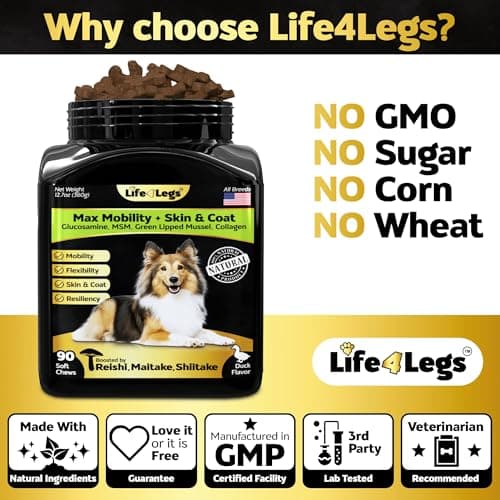 Life4Legs - Hip and Joint Chews for Dogs + Skin and Coat Supplement - Dog Joint Pain Relief Treats - Glucosamine, Chondroitin, MSM, Hemp Oil, Turmeric, Omega 3 for Dogs, Mobility Dog Health Supplies view 5