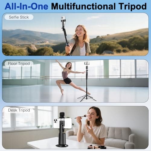 Auto Face Tracking Selfie Stick Tripod with Detachable Smart Tracking Gimbal, No App for Shooting, Cell Phone Photo and Video Kits Tripod Stand, 70.9" Camera Tripod with Remote and Gesture Control view 6