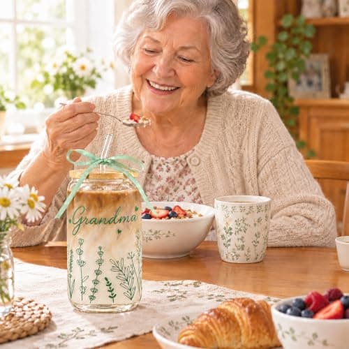 Grandma Birthday Gifts for Grandmother Coffee Glass Cup Tumbler view 3