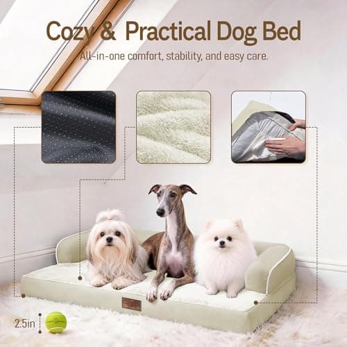 Comfort Expression Washable Orthopedic Large Sized Dogs - Huge Large Dog Bed with Removable & Waterproof Cover Soft Pet Couch with Foam Support for Big Size Dogs with Bolster, 45x35 view 4