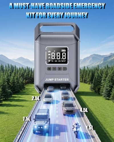 Car Battery Jump Starter with Air Compressor Portable 8000A 160PSI | Jumper Starter for Car (All Gas/14L Diesel), Tire Inflator Portable Air Compressor with EVA Case, 800 Lumen LED Light view 4
