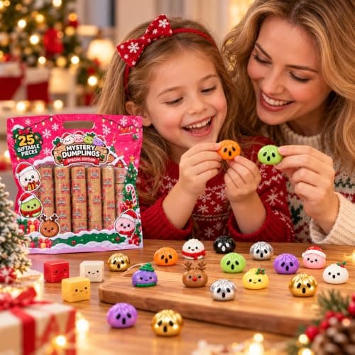 25Pcs Christmas Mini Squishy Party Decorations Dumpling Mystery Box Favors view 2