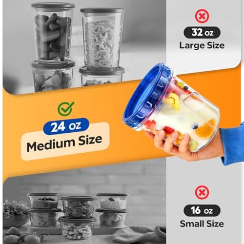Freezer Storage Containers, [6 Pack-24 Oz] Airtight Plastic Food Storage Containers with Twist Top Lids, Soup, Meal Prep Containers | BPA Free | Stackable | Leakproof | Microwave/Dishwasher Safe view 5