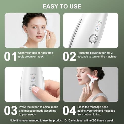 Red Light Therapy for Face, LED Face Massager Tool with Vibraion, Porable Facial Massager for Skin Care at Home, Wrinkle Reducer Face Sculpting Tool，Micro-current Facial Beauty Device(Model AM-810W) view 6