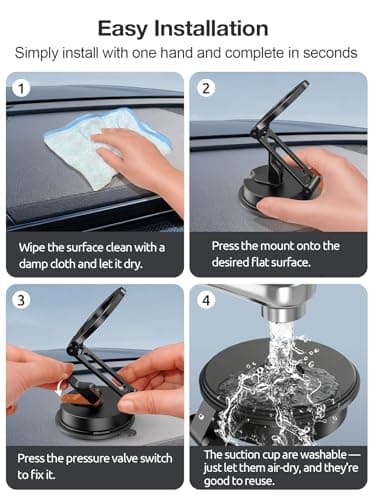 Gorablix Foldable Magnetic Phone Holder for Car, 360°Rotation Cell Phone Car Mount with Strong Stable Suction, Car Phone Holder for MagSafe Compatible with iPhone 17 Pro Max 16 15 14 13 12 Plus view 6