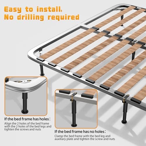 Wlrrcwdttc 4 Pcs Adjustable Height Bed Support Legs 7.08-13 inch, Bed Frame Center Support Legs for Bed Frame/Bed Center Slat/Furniture, Heavy Duty Metal Bed Replacement Legs Bed Slats Support Legs view 5