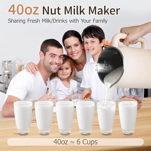 Dandoulai 8 in 1 Nut Milk Maker Machine, 40oz Homemade Almond, Soy, Oat, Coconut, Yogurt and Non Dairy Beverages, Automatic Soybean Blender Machine with Delay Setting, Keep Warm, Self-Cleaning view 3