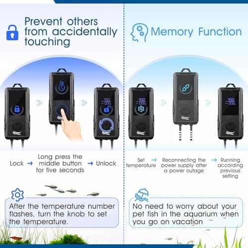 hygger Aquarium Heater 500W/800W/1000W,Fish Tank Heater with Danger Warning Automatically Stops Heating System and Digital LED Controller,for Freshwater or Saltwater 110-240 Gallon Tank view 5