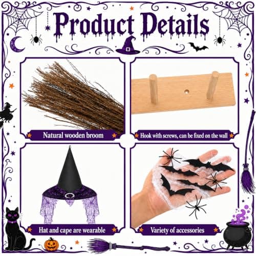 Halloween Porch Witches Broom Decor Kit view 4