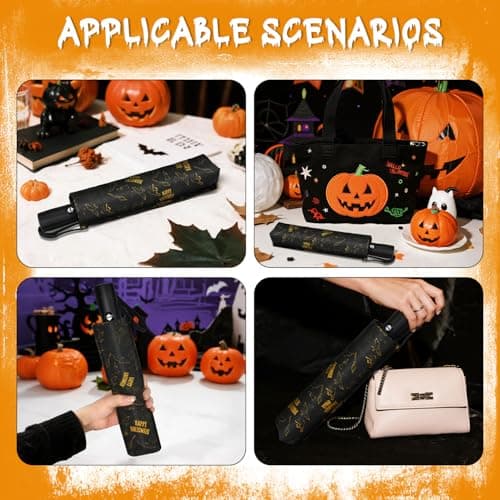 Natuquebrela Compact Automatic Umbrella Portable - Collapsible Travel Umbrella for Rain Strong Wind proof Lightweight Umbrellas Unique Halloween Decor view 4