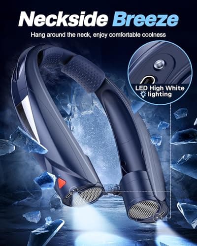 Laimiod Portable Neck Fan - with LED Book Light, 6-20 Hrs Long Battery, 6-Speed Adjustable, USB-C Rechargeable, Ultra Quiet, Hands-Free Personal Cooling for Men Women Outdoor Indoor view 2