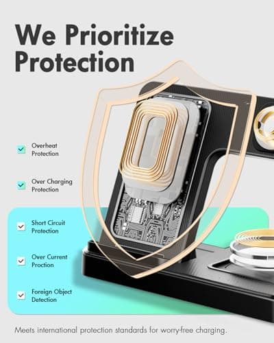 Wireless Charger iPhone Charging Station: 3 in 1 Charger Stand Multiple Devices for Apple - iPhone 17 16e 16 15 14 Pro Max 13 12 11 - Watch 11 10 9 8 7 6 5 4 3 2 SE and Ultra Series - Airpods 4 3 Pro view 6