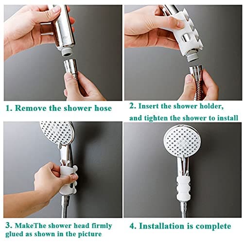 4 Pack Vacuum Suction Cup Shower Head Holders, Junvaia Silicone Strong Suction & Waterproof Showerhead Holder, Bathroom Handheld Shower Holder, Removable Wall Mounted Suction Bracket (2 White, 2 Grey) view 5