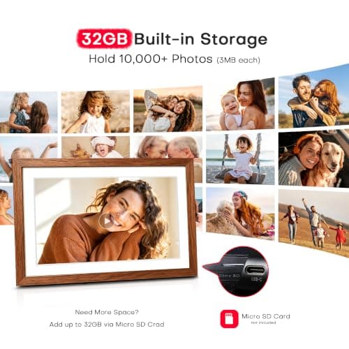Frameo 10.1'' Digital Picture Frame WiFi, Electronic Photo Frame 32GB | 1280*800 HD Touch Screen Photo Digital Frame for Wall, Share Photo Video, Gifts for Mom, Anniversary House Warming Gifts view 5