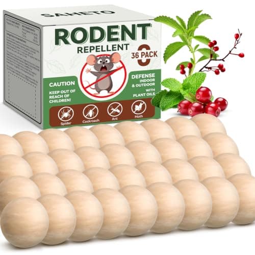 Rodent Repellent 36 Balls, Peppermint Oil Mouse Repellent Indoor & Outdoor Use, Natural Moth Balls for Rodent Mice Repellent for Home, Garage, Car Engine, RV & Storage — image 1