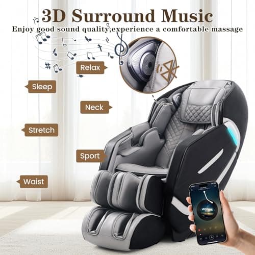 RESTREAL 4D Massage Chair Full Body, Zero Gravity SL-Track Shiatsu Electric Massage Chair Recliner, Airbag Massage, Deep Yoga Stretch with Heat Body Scan Bluetooth Foot Roller, Extendable Footrest view 6