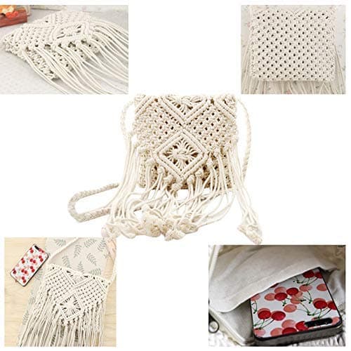 Donalworld Women Tassel Shoulder Bag Bohemian Beach Crochet Messenger Bags view 3