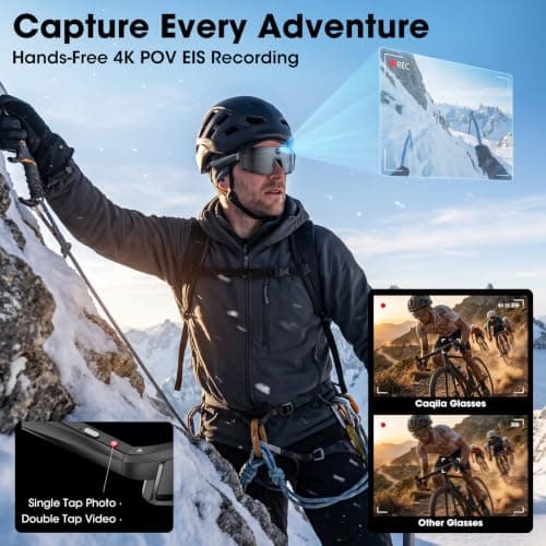 AI Smart Glasses with POV Camera, 4K Video Recording for Cycling & Hiking | Sport Sunglasses, AI Voice Assistant, Bluetooth Calls, Real-Time Translation, Dual-Mic ENC, 6-Axis EIS, UV400, IP65 view 3
