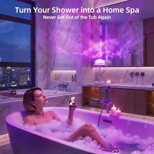 PIRTSDEL 2 Pack Waterproof Shower Lamp, Spa-Like Cordless Shower Light, 18-Colour LED Ocean Wave Projector Lights, Rechargeable Shower Light with Remote and Touch Control for Bathroom, Bathtub view 3