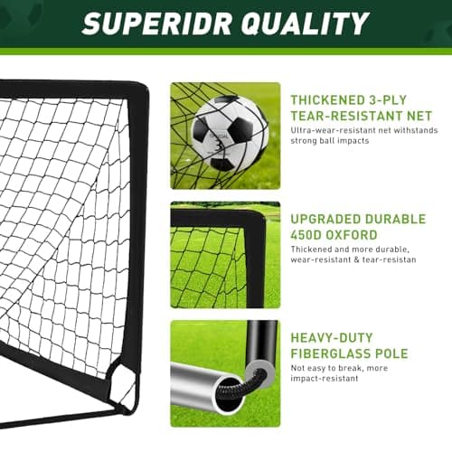 Soccer Goal, 2 Pack of 4x3ft Kids Soccer Goals Set for Backyard, Portable Pop-Up Soccer Net Training Equipment with Ball, Pump, Cones, Targets & Carry Bag for Outdoor Sports & Games view 2
