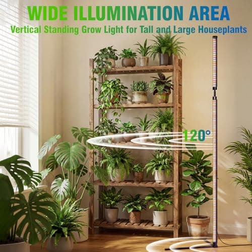 48W Standing Grow Light for Indoor Plants, 65" Modular Vertical Grow Light with 480 LEDs Full Spectrum, High-Output Plant Floor Lamp for Large Trees, Plant Shelves & Corners, 3 Modes, Timer view 4
