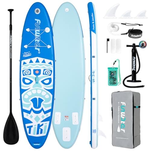 FunWater 10'6×33"×6" Inflatable Stand Up Paddle Board with Premium SUP Paddleboard Accessories, Wide Stable Anti-Slip EVA Deck,Paddle Boards for Adults & Youth of All Skill Levels