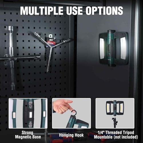 WORKPRO Rechargeable USB-C LED Work Light, Foldable Magnetic Light with Hanging Hook, 270° Rotatable, Tripod Mountable, Cordless Flashlight Light for Garage, Workshop, Auto Repair, Camping view 4