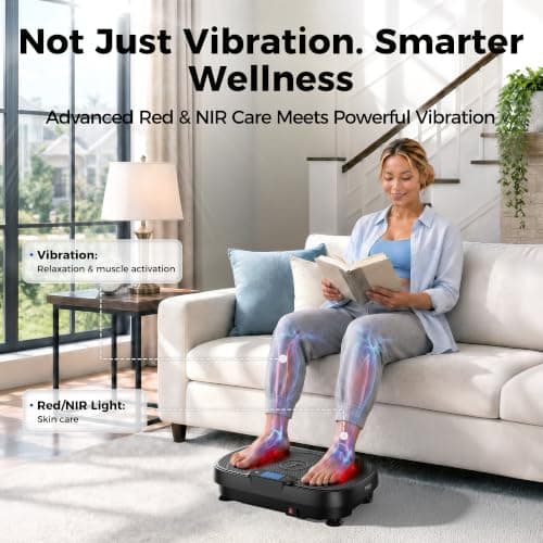 Vibration Plate Exercise Machine with Red Light, 120 Adjustable Speeds, Supports Up to 350 LBS, Comes with Resistance Bands for Home Full-Body Fitness view 2
