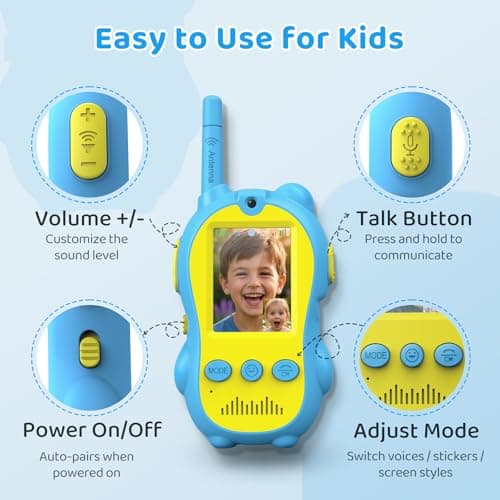 Video Walkie Talkies for Kids, 2 Pack Rechargeable Two Way Radios with Video Call & Audio-Only, Voice Changer & Sticker Effects, Long Range Indoor Outdoor Camping Toys for Boys Girls 3-12 view 4