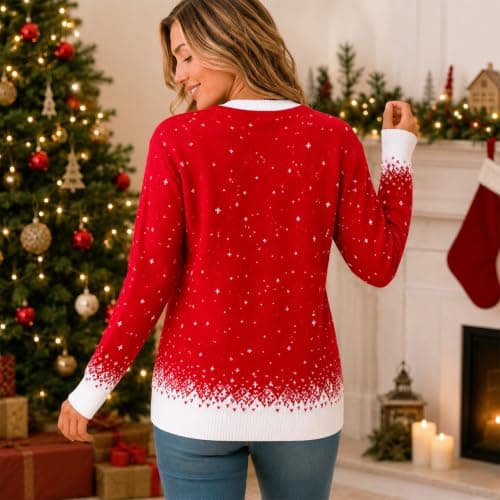 Ugly Christmas Sweater Women:Funny Snowman Costume Knit Pullover view 3