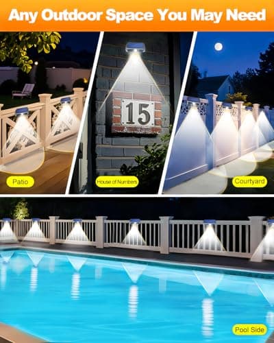 EGOBOO Solar Fence Lights 8 Pack, Backyard Solar Lights Outdoor Waterproof, Dusk to Dawn Auto Lighting Mounted for Outdoor Wall Decor/Deck/Railing/Step/Patio/Pool Porch view 5