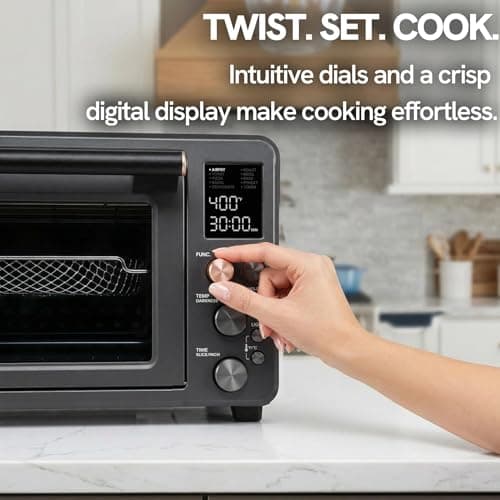 VAL CUCINA Non-Toxic Enamel Interior Air Fryer Toaster Oven Combo, 26.3 QT Countertop Convection Oven 10-in-1, Infrared Heating, Fits 12” Pizza & 6-Slice Toast, Easy Clean Enamel Baking Pan Included view 6