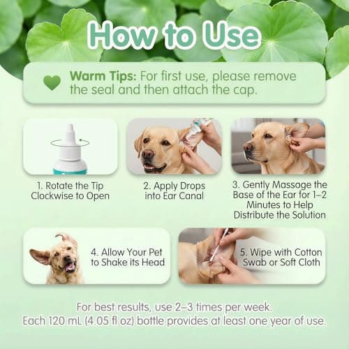 Cabishy Ear Cleaner for Dog Cat Ear Drops Wax Removal with Centella Asiatica No Irration, No Alcohol, Non-Medicated Pet Ears Wash Cleaning Solution Itch Relief Soothing Deodorizing Itchy Ears 4oz view 7