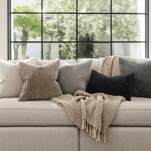 MIULEE Pack of 2 Couch Throw Pillow Covers 18x18 Inch Neutral Beige Modern Boho Accent Decorative Pillow Covers Soft Chenille Farmhouse Cushion Covers for Home Decor Bed Sofa Living Room view 3