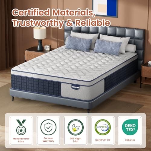 Extra Firm Queen Mattress - 12 inch Hybrid Mattress Pressure Relief & Back Pain Relieving - Memory Foam & Upgrade Pocket Springs Bed Mattress in a Box, CertiPUR-US, Fiberglass-Free, 365-Night Trial view 4