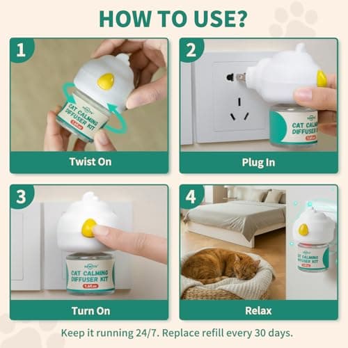 Pawith Cat Calming Diffuser with Pheromones – Cat Pheromone Diffuser for Cats, Helps Reduce Stress, Anxiety, Scratching & Urine Marking, Calming Diffuser for Cats with 2 Refills view 7