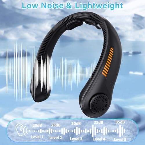 Portable Neck Fan Rechargeable, 5 Speeds, Lightweight, Long Lasting, Battery Operated All-Around Cooling Quiet Personal Fans for Travel Camping Cooling Essentials, Birthday Gifts for Women Men Mom Dad view 6