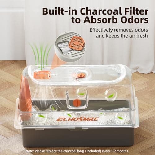 EchoSmile Stainless Steel Cat Litter Box with Lid, Large Enclosed Litter Box Top Entry for Big Cats & Kitty, Non Stick Metal Litter Box with Scoop & Foot Pedal, Odor Free, Anti-Leakage, Grey view 5